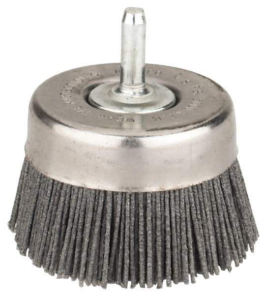 Osborn - 2-1/2" Diam, 1/4" Shank Straight Wire Silicon Carbide Cup Brush - Medium Grade, 1" Trim Length, 5,000 Max RPM - All Tool & Supply