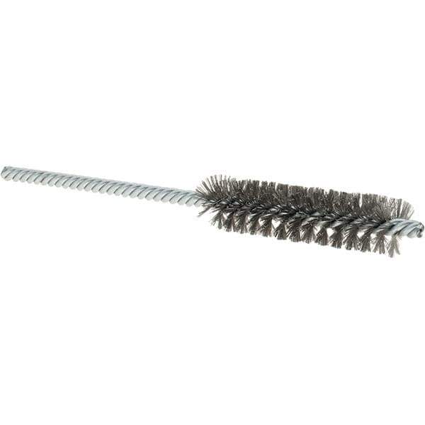 Osborn - 1/2" Diam Helical Steel Tube Brush - Double Spiral, 0.004" Filament Diam, 2" Brush Length, 5" OAL, 0.187" Diam Shank - All Tool & Supply