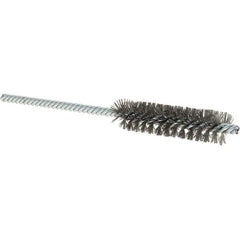 Osborn - 1/2" Diam Helical Steel Tube Brush - Double Spiral, 0.004" Filament Diam, 2" Brush Length, 5" OAL, 0.187" Diam Shank - All Tool & Supply