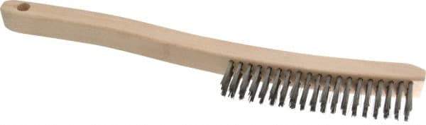 Osborn - 3 Rows x 19 Columns Stainless Steel Scratch Brush - 6" Brush Length, 13-11/16" OAL, 1-1/8" Trim Length, Wood Curved Handle - All Tool & Supply