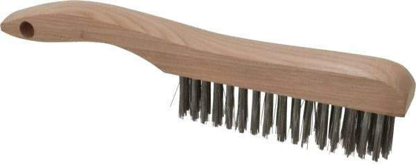 Osborn - 4 Rows x 16 Columns Stainless Steel Scratch Brush - 5-1/4" Brush Length, 10" OAL, 1-1/8" Trim Length, Wood Shoe Handle - All Tool & Supply