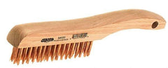 Osborn - 4 Rows x 16 Columns Bronze Scratch Brush - 5-1/4" Brush Length, 10" OAL, 1-1/8" Trim Length, Wood Shoe Handle - All Tool & Supply