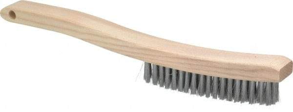 Osborn - 4 Rows x 18 Columns Steel Plater's Brush - 5-3/4" Brush Length, 13-1/4" OAL, 1" Trim Length, Wood Curved Handle - All Tool & Supply