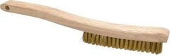 Osborn - 4 Rows x 18 Columns Brass Plater's Brush - 5-3/4" Brush Length, 13-1/4" OAL, 1" Trim Length, Wood Curved Handle - All Tool & Supply