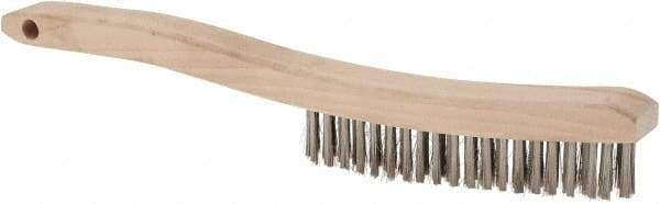 Osborn - 4 Rows x 18 Columns Stainless Steel Plater's Brush - 5-3/4" Brush Length, 13-1/4" OAL, 1" Trim Length, Wood Curved Handle - All Tool & Supply