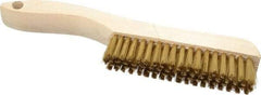 Osborn - 4 Rows x 18 Columns Brass Plater's Brush - 4-3/4" Brush Length, 10" OAL, 1" Trim Length, Wood Shoe Handle - All Tool & Supply