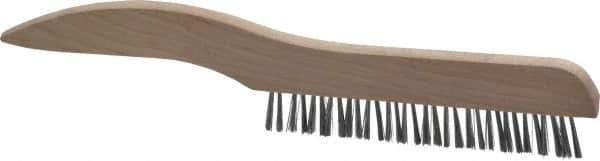 Osborn - 1 Rows x 16 Columns Steel Plater's Brush - 5" Brush Length, 10" OAL, 3/4" Trim Length, Wood Shoe Handle - All Tool & Supply