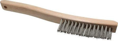 Osborn - 3 Rows x 14 Columns Stainless Steel Scratch Brush - 13-3/4" OAL, 1-1/2" Trim Length, Wood Curved Handle - All Tool & Supply