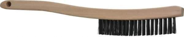 Osborn - 3 Rows x 19 Columns Steel Scratch Brush - 6" Brush Length, 13-3/4" OAL, 1-1/8" Trim Length, Wood Curved Handle - All Tool & Supply