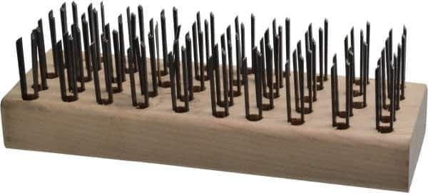 Osborn - 5 Rows x 10 Columns Steel Scratch Brush - 7-5/8" Brush Length, 7-5/8" OAL, 1" Trim Length, Wood Straight Handle - All Tool & Supply