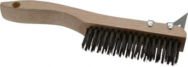 Osborn - 4 Rows x 16 Columns Steel Scratch Brush - 5-1/4" Brush Length, 10" OAL, 1-1/8" Trim Length, Wood Shoe Handle - All Tool & Supply