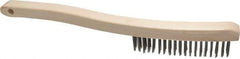 Osborn - 3 Rows x 19 Columns Stainless Steel Scratch Brush - 6" Brush Length, 13-3/4" OAL, 1-1/8" Trim Length, Wood Curved Handle - All Tool & Supply