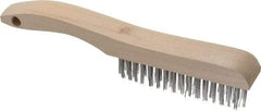 Osborn - 4 Rows x 16 Columns Stainless Steel Scratch Brush - 5-1/4" Brush Length, 10" OAL, 1-1/8" Trim Length, Wood Shoe Handle - All Tool & Supply