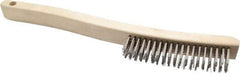 Osborn - 4 Rows x 19 Columns Stainless Steel Scratch Brush - 6" Brush Length, 13-11/16" OAL, 1-1/8" Trim Length, Wood Curved Handle - All Tool & Supply