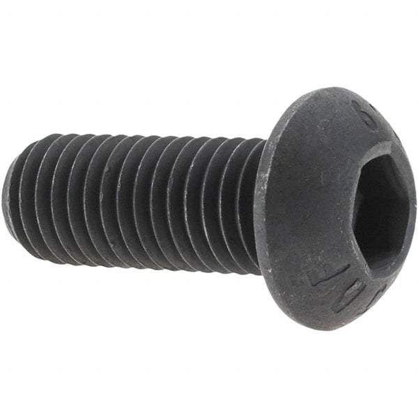 Value Collection - M12x1.75 Metric Coarse Hex Socket Drive, Button Screw - Grade 10.9 Alloy Steel, Black Oxide Finish, Fully Threaded, 30mm Length Under Head - All Tool & Supply