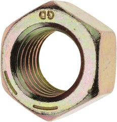 Value Collection - 1-8 UNC Steel Right Hand Hex Nut - 1-1/2" Across Flats, 55/64" High, Zinc Yellow Dichromate Finish - All Tool & Supply