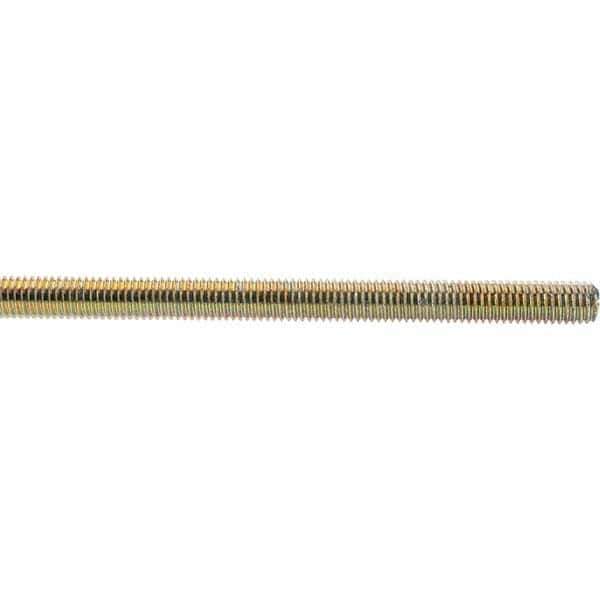 Value Collection - 1/2-13 UNC (Coarse), 3' Long, Low Carbon Steel Threaded Rod - Yellow Zinc-Plated Finish, Right Hand Thread - All Tool & Supply