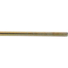 Value Collection - 1/2-13 UNC (Coarse), 3' Long, Low Carbon Steel Threaded Rod - Yellow Zinc-Plated Finish, Right Hand Thread - All Tool & Supply