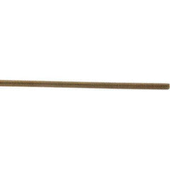 Value Collection - 5/16-18 UNC (Coarse), 3' Long, Low Carbon Steel Threaded Rod - Yellow Zinc-Plated Finish, Right Hand Thread - All Tool & Supply