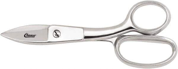 Clauss - 5" LOC, 7-3/4" OAL Chrome Plated Straight Shears - Serrated, Steel Straight Handle, For Paper, Fabric - All Tool & Supply