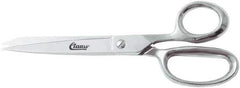 Clauss - 4" LOC, 8" OAL Chrome Plated Straight Shears - Steel Straight Handle, For Paper, Fabric - All Tool & Supply