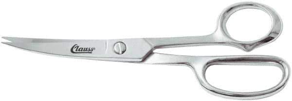 Clauss - 5" LOC, 8-1/2" OAL Chrome Plated Curved Shears - Steel Offset Handle, For Paper, Fabric - All Tool & Supply