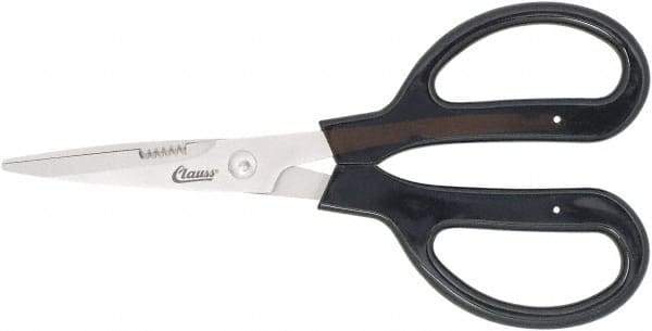 Clauss - 4" LOC, 9-1/4" OAL Stainless Steel Blunt Point Trimmers - Serrated, Plastic Handle, For Paper, Fabric - All Tool & Supply