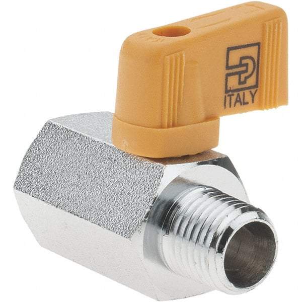 Parker - 1/4" Pipe, Brass Miniature Ball Valve - Male x Female Ends, Wedge Handle - All Tool & Supply