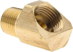 Parker - 1/4" Tube OD, 45° Brass Flared Tube Male 45° Elbow - 1/8 NPT, Flare x MNPT Ends - All Tool & Supply