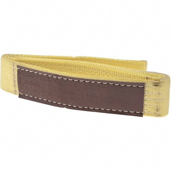 Value Collection - 4' Long x 2" Wide, 1 Ply, Nylon Web Sling - 1,760 Lb Choker Capacity, Yellow - All Tool & Supply