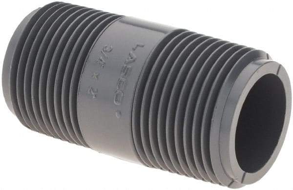 Value Collection - 3/4" Pipe, 1-1/2" Long PVC Threaded Plastic Pipe Nipple - Gray - All Tool & Supply