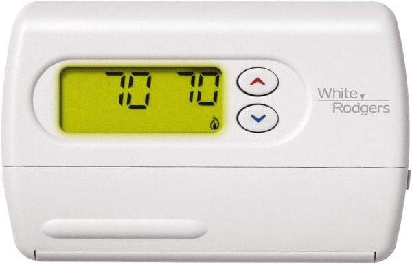 White-Rodgers - 45 to 90°F, 1 Heat, 1 Cool, Digital Nonprogrammable Heat Pump Thermostat - 0 to 30 Volts, Horizontal Mount, Push Button Switch - All Tool & Supply