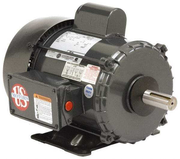 US Motors - 3 hp, TEFC Enclosure, 1,760 RPM, 208/230 Volt, 60 Hz, Industrial Electric AC/DC Motor - Size 184 Frame, Horizontal-Footed Mount, 1 Speed, Ball Bearings, 16.4/17.0 Full Load Amps, F Class Insulation - All Tool & Supply