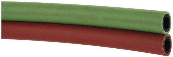 Parker - 1/4" Inside x 17/32" Outside Diam, Grade R Welding Hose - Green & Red, Twin Style, 200 psi Working Pressure - All Tool & Supply