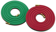 Parker - 3/8" Inside x 0.656" Outside Diam, Grade R Welding Hose - Green & Red, 25' Long, Twin Style, 200 psi Working Pressure - All Tool & Supply