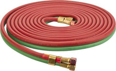 Parker - 1/4" Inside x 17/32" Outside Diam, Grade R Welding Hose - Green & Red, 25' Long, Twin Style, 200 psi Working Pressure - All Tool & Supply