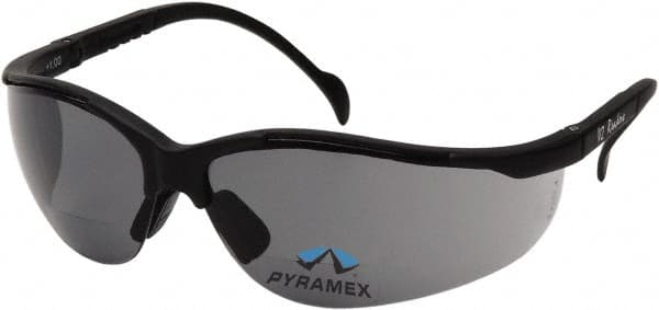 PYRAMEX - +2.5, Gray Lenses, Scratch Resistant, Framed Dual Lens Magnifying Safety Glasses - All Tool & Supply