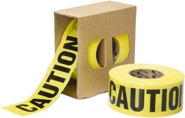 Ability One - 1,000' Long x 3" Wide Roll, Polyethylene, Black & Yellow Barricade Tape - Message: CAUTION - All Tool & Supply