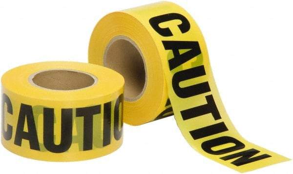 Ability One - 1,000' Long x 3" Wide Roll, Polyethylene, Black & Yellow Barricade Tape - Message: CAUTION - All Tool & Supply