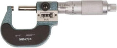 Mitutoyo - 0 to 1 Inch Range, Standard Throat, Electronic Outside Micrometer - 0.0001 Inch Accuracy, Friction Thimble, Rotating Spindle, Includes NIST Traceability Certification - All Tool & Supply