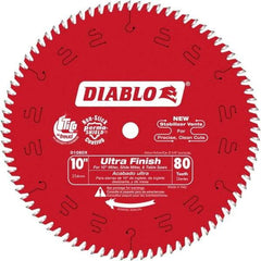 Freud - 10" Diam, 5/8" Arbor Hole Diam, 80 Tooth Wet & Dry Cut Saw Blade - Carbide-Tipped, Standard Round Arbor - All Tool & Supply