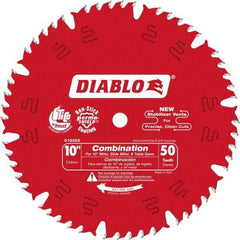 Freud - 10" Diam, 5/8" Arbor Hole Diam, 50 Tooth Wet & Dry Cut Saw Blade - Carbide-Tipped, Standard Round Arbor - All Tool & Supply