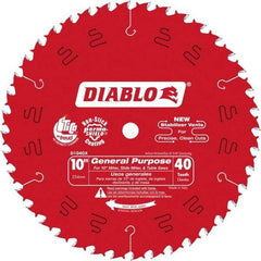 Freud - 10" Diam, 5/8" Arbor Hole Diam, 40 Tooth Wet & Dry Cut Saw Blade - Carbide-Tipped, Standard Round Arbor - All Tool & Supply