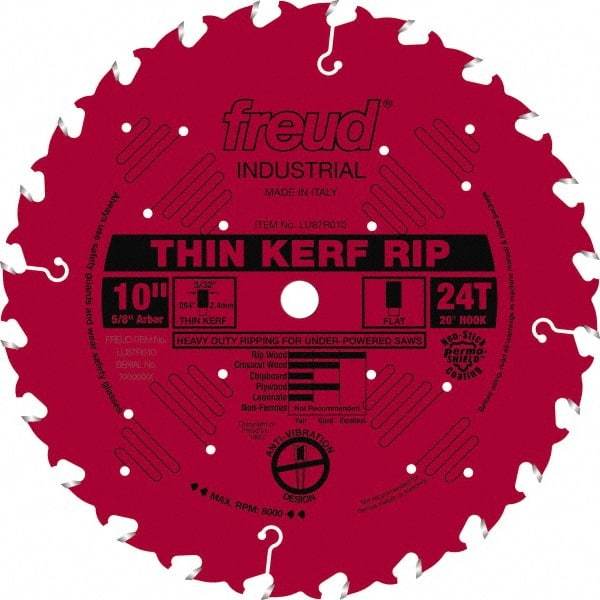 Freud - 10" Diam, 5/8" Arbor Hole Diam, 24 Tooth Wet & Dry Cut Saw Blade - Carbide-Tipped, Standard Round Arbor - All Tool & Supply