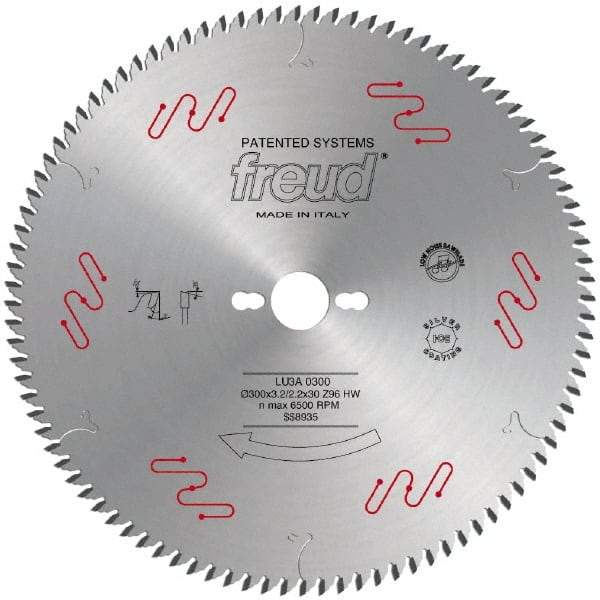 Freud - 300mm Diam, 1" Arbor Hole Diam, 96 Tooth Wet & Dry Cut Saw Blade - Carbide-Tipped, Standard Round Arbor - All Tool & Supply