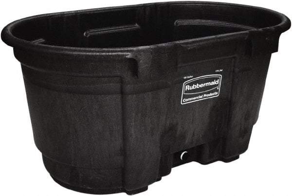 Rubbermaid - 100 Gallon Black Oval Plastic Stock Tank - 25" High x 31" Diam - All Tool & Supply