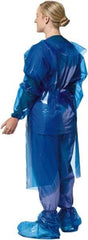 PolyConversions - 4 mil Thick Chemical Resistant Coat Apron - Polyolefin, Blue - All Tool & Supply