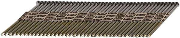 DeWALT - 30 Gauge 0.131" Shank Diam 3-1/4" Long Framing Nails for Power Nailers - Steel, Galvanized Finish, Smooth Shank, Angled Stick Paper Tape Collation, Round Head, Diamond Point - All Tool & Supply