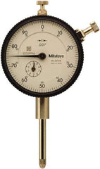 Mitutoyo - 1" Range, 0-100 Dial Reading, 0.001" Graduation Dial Drop Indicator - 57mm Dial, 0.1" Range per Revolution, 0.002" Accuracy, Includes NIST Traceability Certification - All Tool & Supply