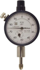 Mitutoyo - 0.025" Range, 0-100 Dial Reading, 0.001" Graduation Dial Drop Indicator - 40mm Dial, 0.1" Range per Revolution, 0.0001" Accuracy, Includes NIST Traceability Certification - All Tool & Supply